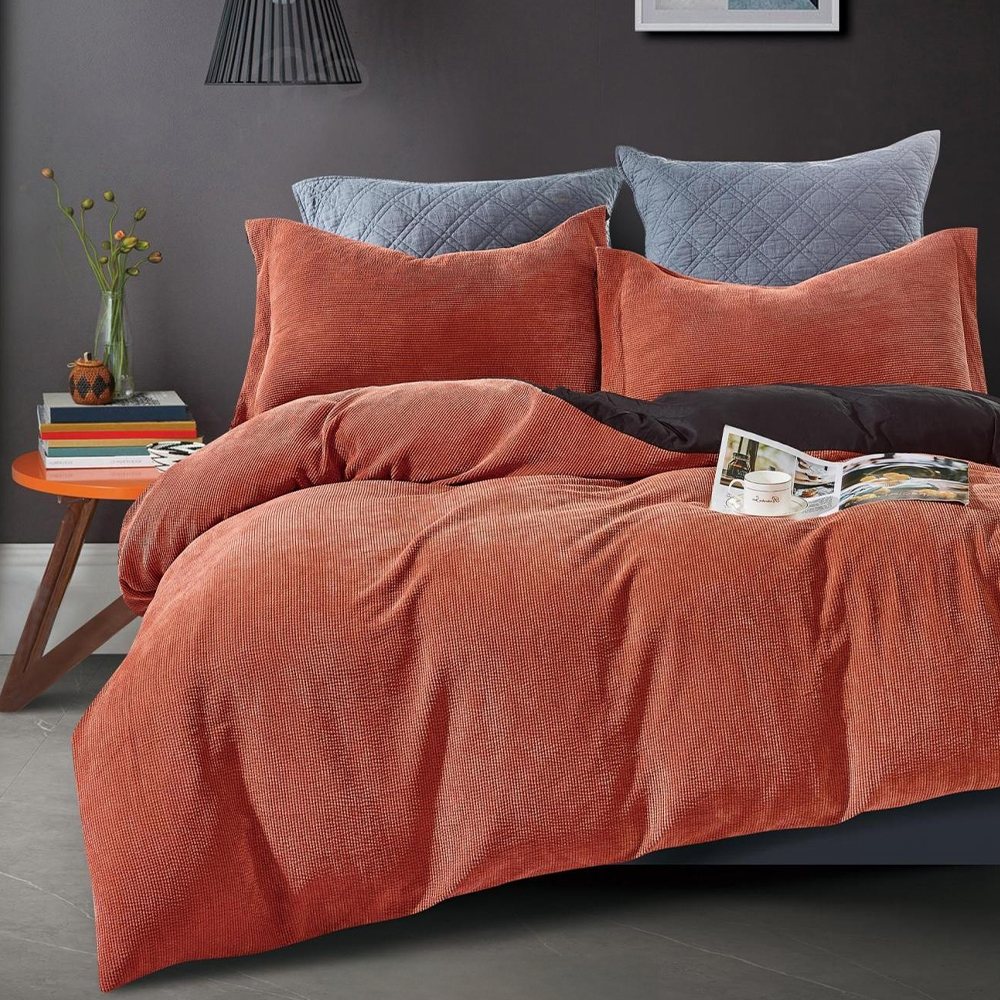 Ensemble de housse de couette en velours côtelé Amaris