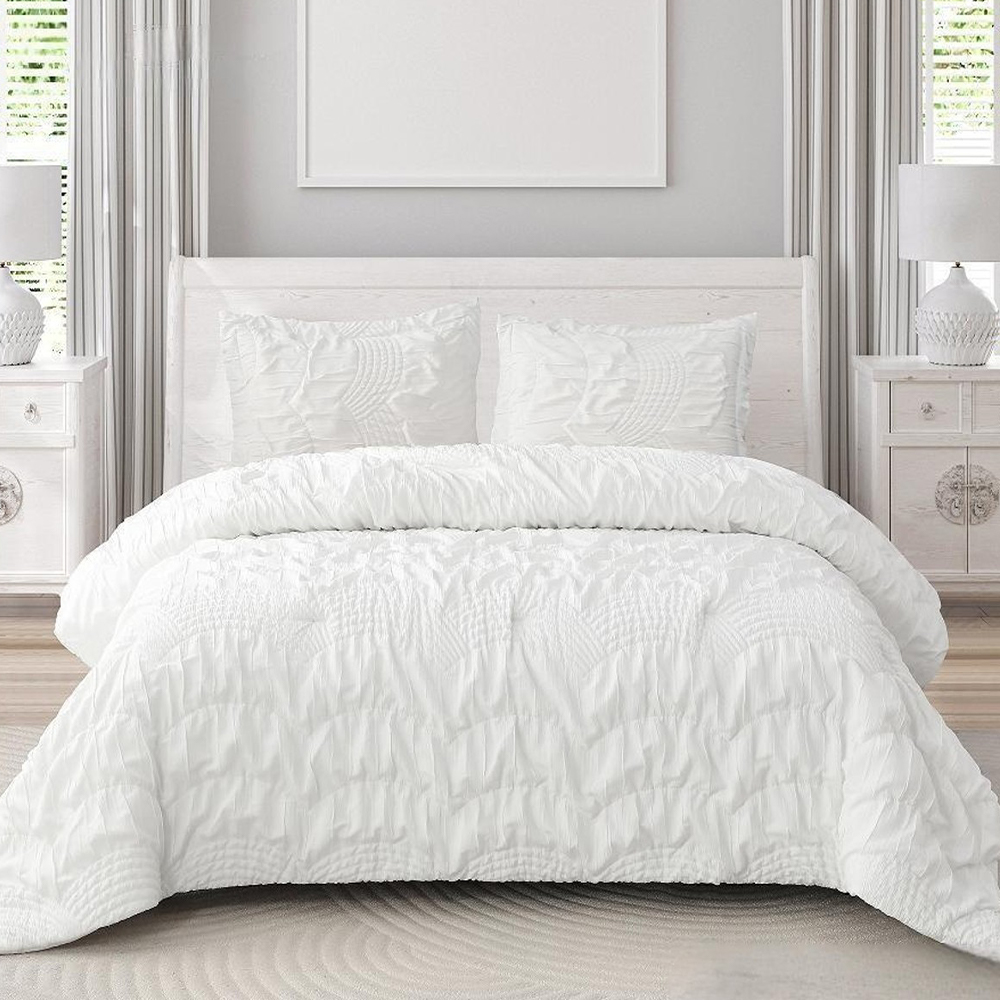 Ensemble de literie avec housse de couette froncée géométrique texturée Armando