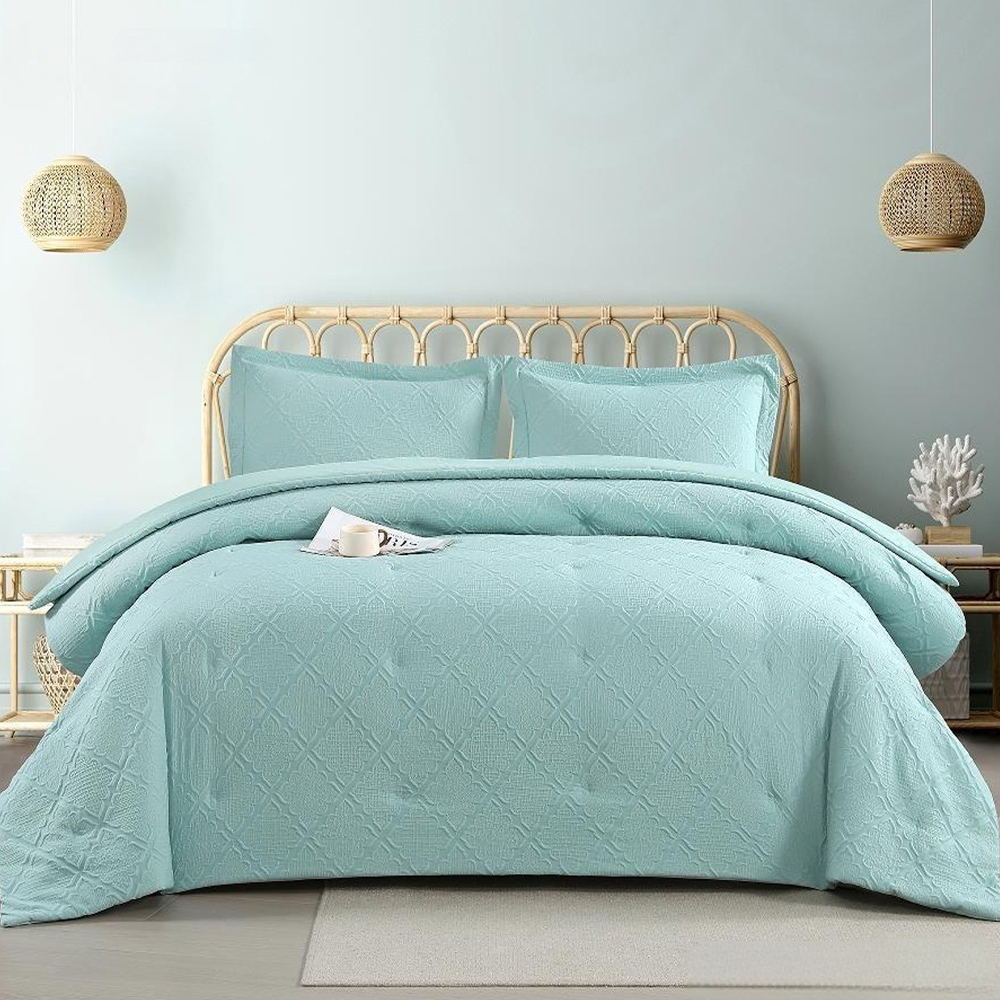 Lusso Parure de lit avec housse de couette texturée en relief de diamants géométriques