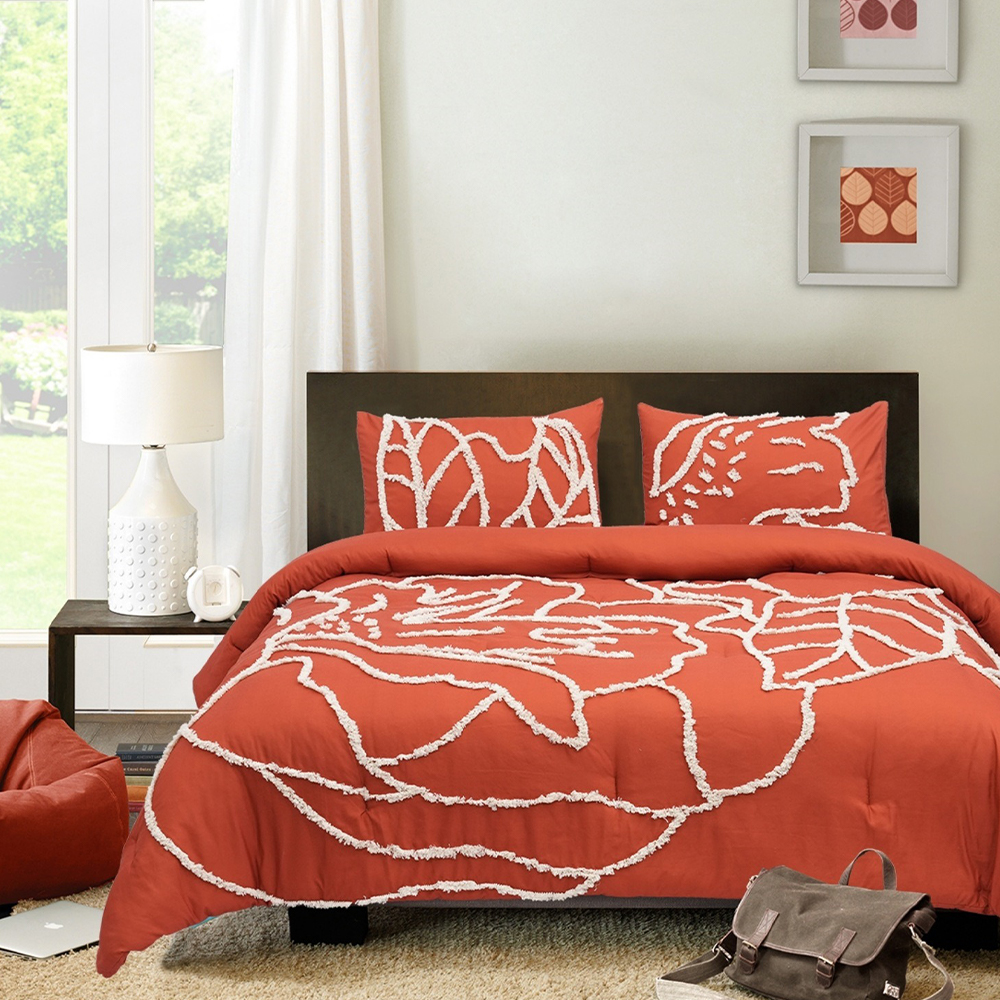 Harper Floral touffeté Chenille broderie housse de couette ensemble de housse de couette ensemble de literie
