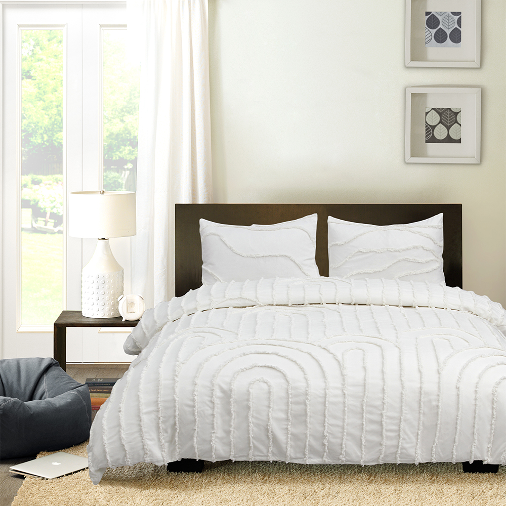 Ava géométrique Arc moderne tufté Chenille broderie housse de couette housse de couette ensemble de literie