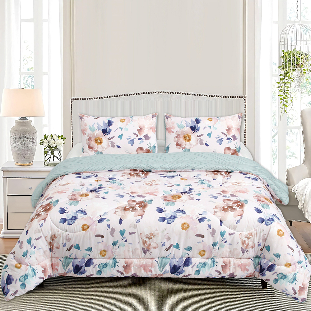 Ensemble d'édredon réversible à imprimé floral Greta
