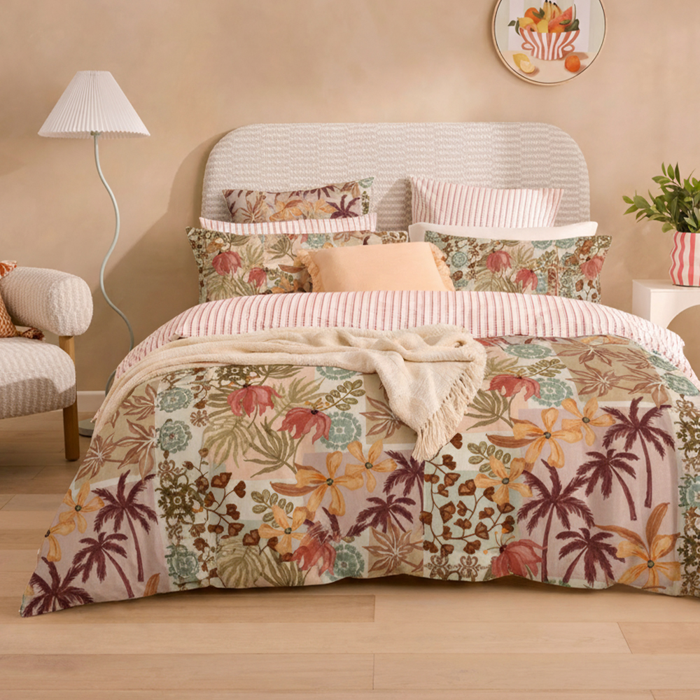 Ensemble de housse de couette en coton microfibre pur imprimé palmiers d'été, ensemble de literie