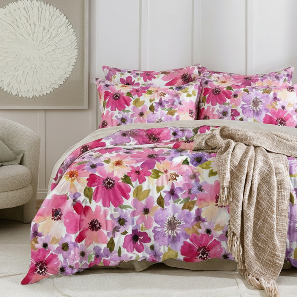 Helensvale aquarelle botanique imprimés floraux pur microfibre coton imprimé housse de couette ensemble de housse de couette ensemble de literie