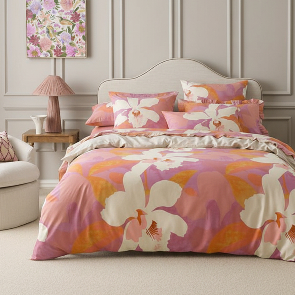 Bianca imprimé bande florale pur microfibre coton imprimé housse de couette housse de couette ensemble de literie