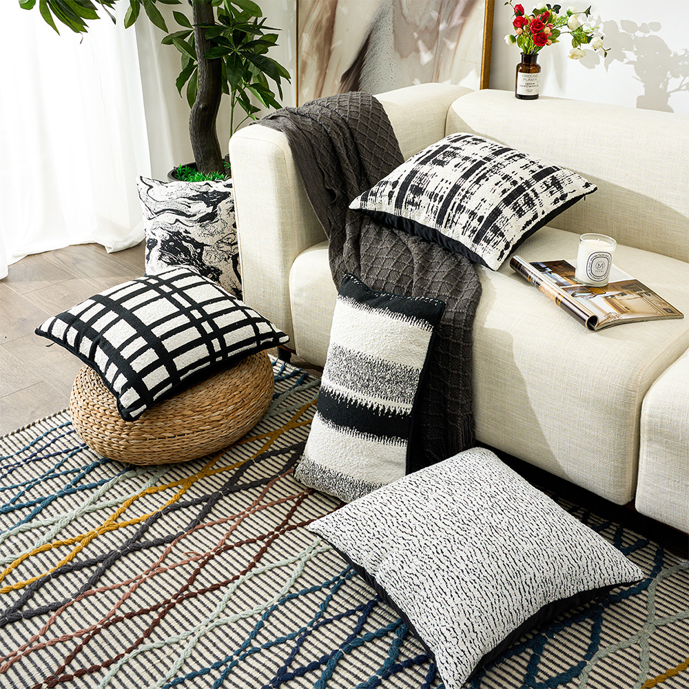 Oreiller déco coussin texturé chenille de luxe