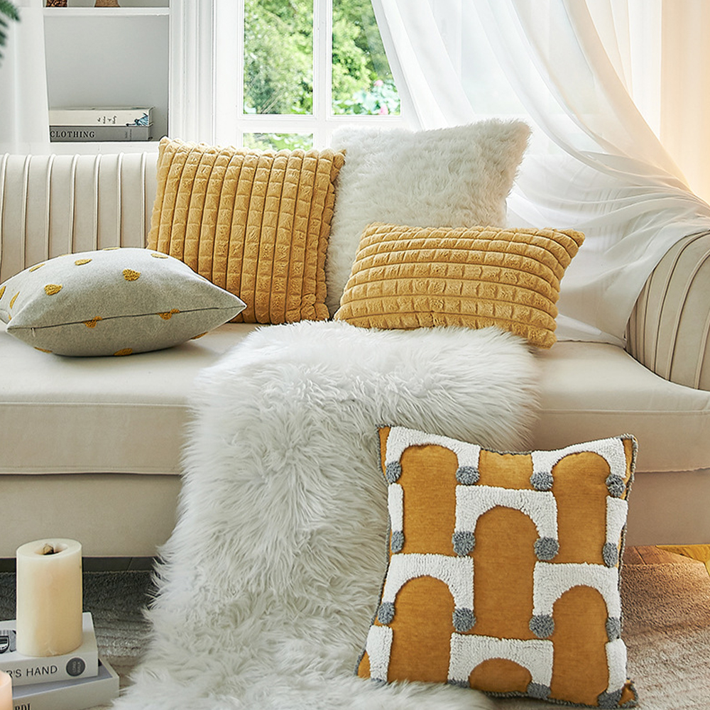 Winter yellow ochre  cushion deco pillow