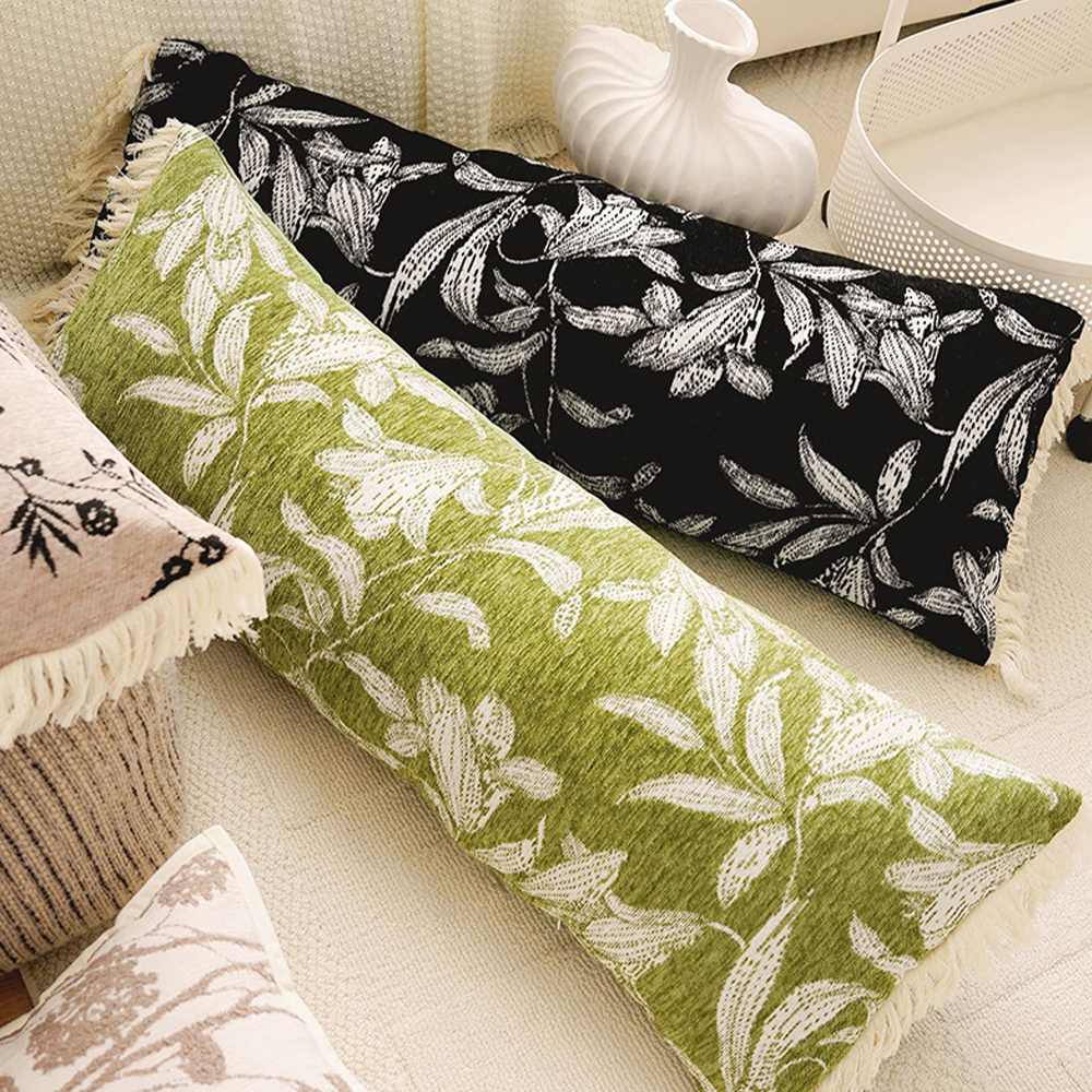 Coussin long en chenille coussin déco coussin oblong