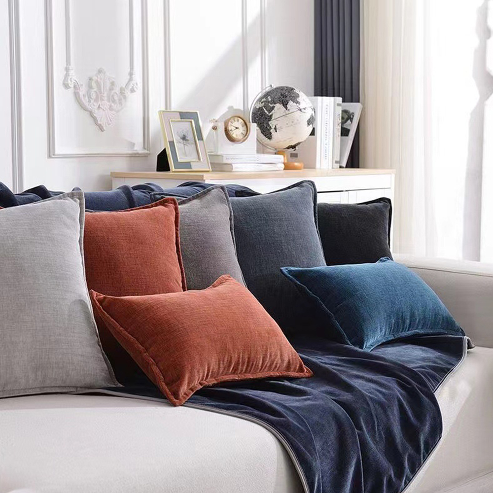 Oreiller déco coussin texturé chenille de luxe