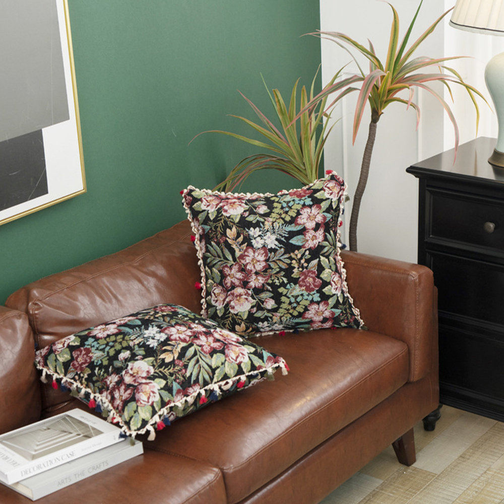 Oreiller déco de coussin de style ethnique américain marocain avec frange