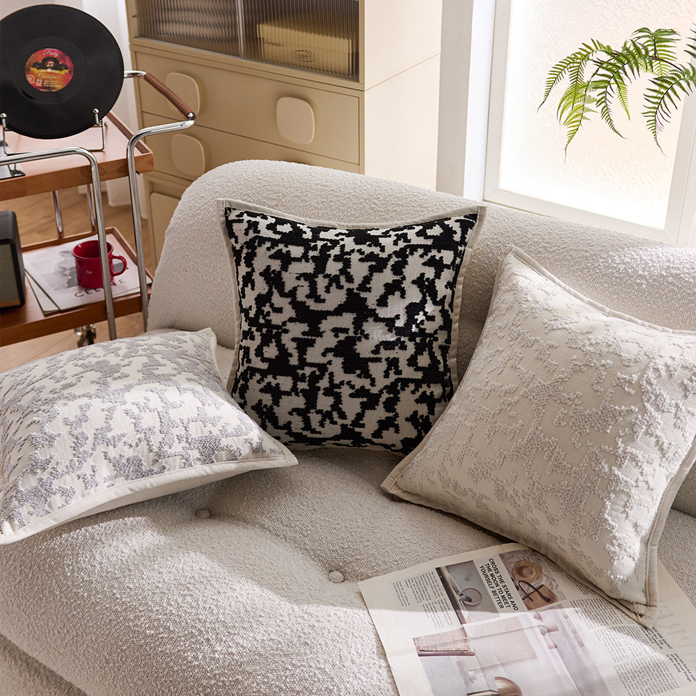 Oreiller déco coussin texturé chenille de luxe