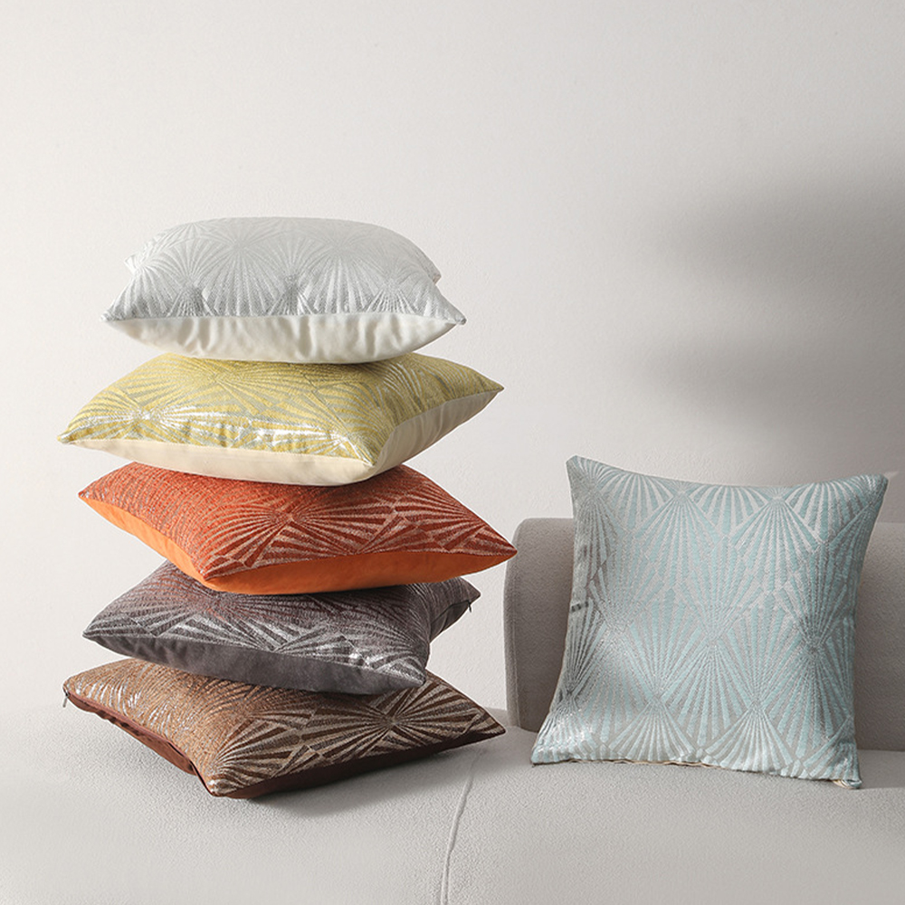 Oreiller déco coussin texturé chenille géométrique
