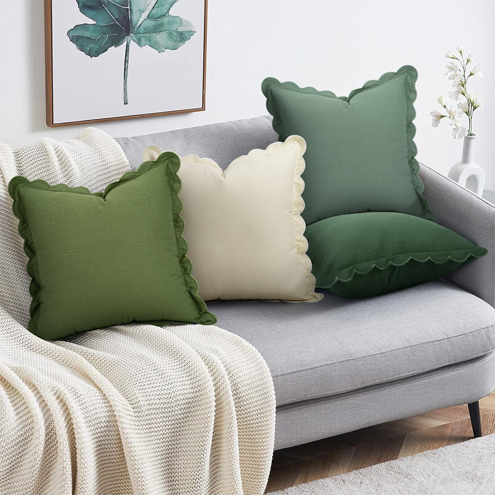 Oreiller déco coussin festonné