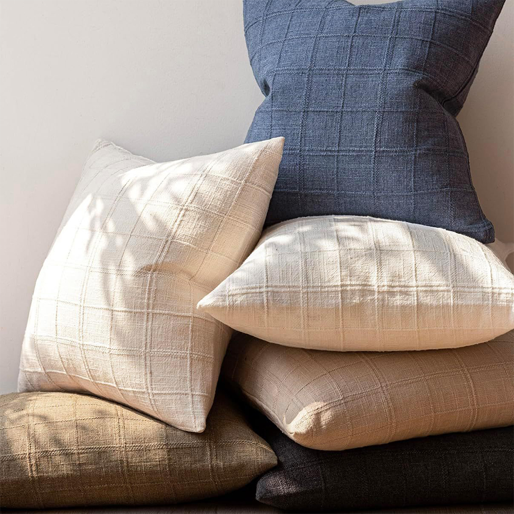 Coussin texturé en lin coussin à carreaux coussin déco